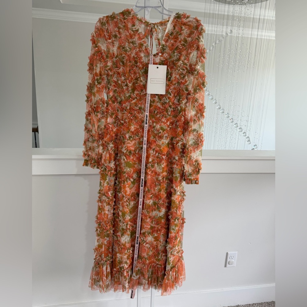 Anthropologie Mac Duggal Floral long sleeve ruffle dress - Picture 5 of 10